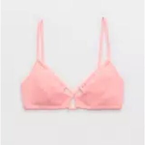 Aerie Crinkle Lace Up Scoop Bikini Top